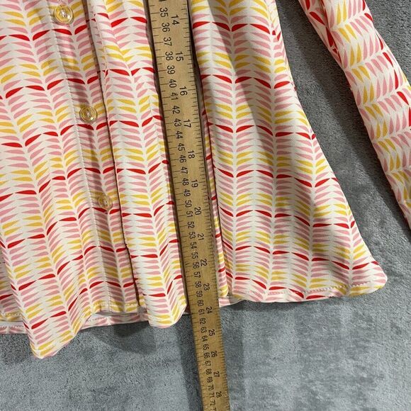 Christy & Fang Girls Dress Pink Yellow Retro Cottagecore Ruffle A-Line Sz Small - Picture 9 of 11